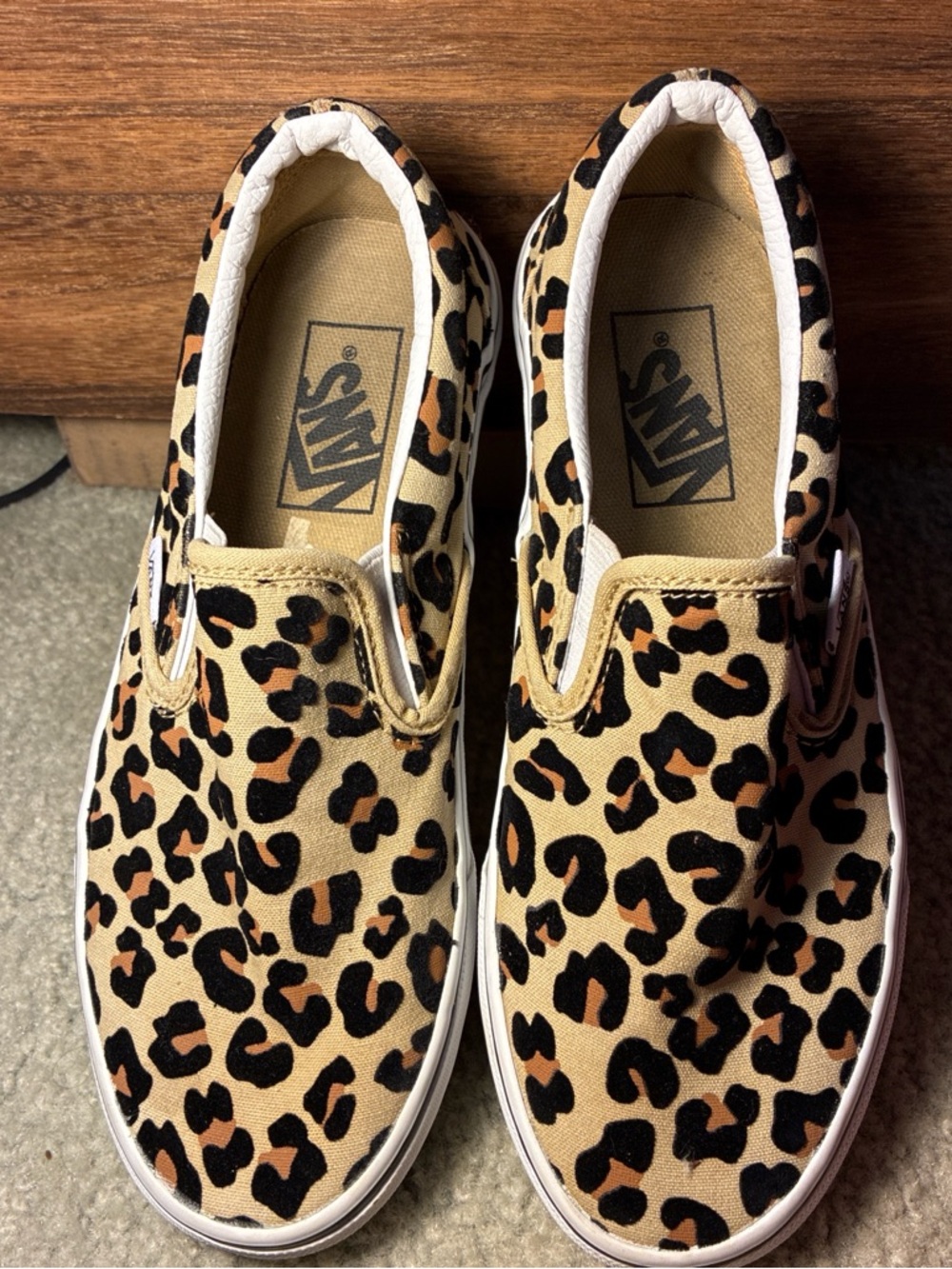 Vans Leopard Slip-On Sneakers - Tan & Black